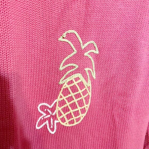 Lilly Pulitzer Vintage Sweater Women’s Large Pink Pineapple Knit 3/4 Sleeve - Picture 2 of 5